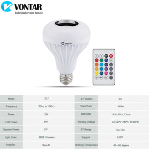 12W LED Bulb with built in Bluetooth Speaker