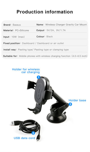 CraLae™ Wireless Charging Phone Holder (Suction Mount)